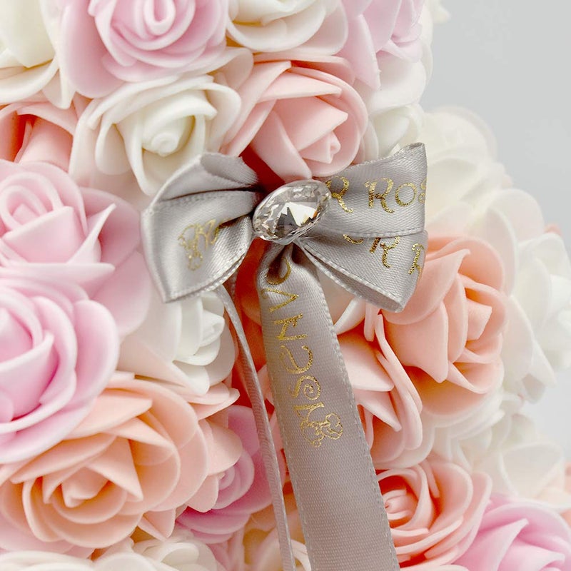 ASENVER Hand Made Artificial Flowers Rose Bear Pure Color for Valentine Birthday and Mother's Day with a 10" Pink Gift Box (Multi Color-Peach Love) - Image 4